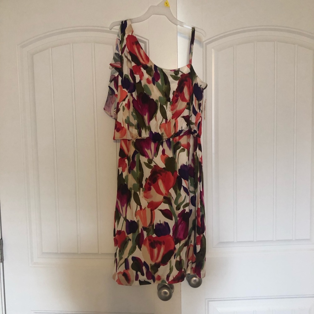 Flower dress one shoulder